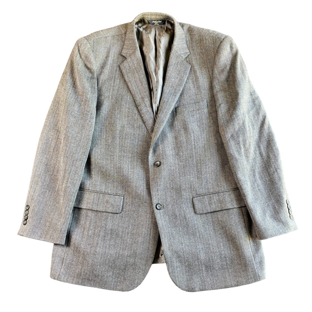 Joseph & Feiss Gold Mens 46L Gray 100%‎ Lambswool Blazer Sport Coat